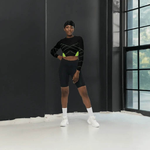 Green "Neon Grid" Long Sleeve Crop Top | Iron Phoenix - Iron Phoenix GHG