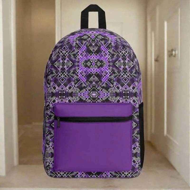 Purple Glitch Pattern Backpack