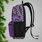 Purple Glitch Pattern Backpack - Side View Strap Detail | Our Phoenix Rise