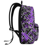 Purple Geometric Abstract Backpack - Front Angled View | Our Phoenix Rise