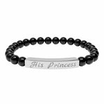 black "His Princess" Beaded Bracelet
