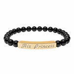 black with gold "His Princess" Beaded Bracelet