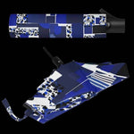 Automatic Travel Umbrella - Blue Geometric Print Underside View | Our Phoenix Rise