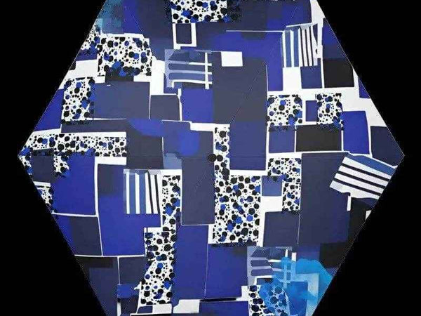 "Blue Matrix" Geometric Print Umbrella | Iron Phoenix GHG