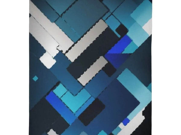 Blue Geometric Blanket | Modern Abstract Fleece Throw - Iron Phoenix GHG