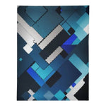 Blue Geometric Blanket | Modern Abstract Fleece Throw - Iron Phoenix GHG