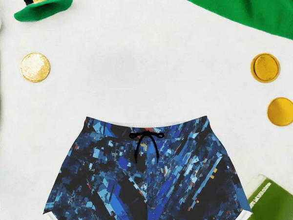 "Crystal Shard" Blue Athletic Shorts| Iron Phoenix GHG - Iron Phoenix GHG