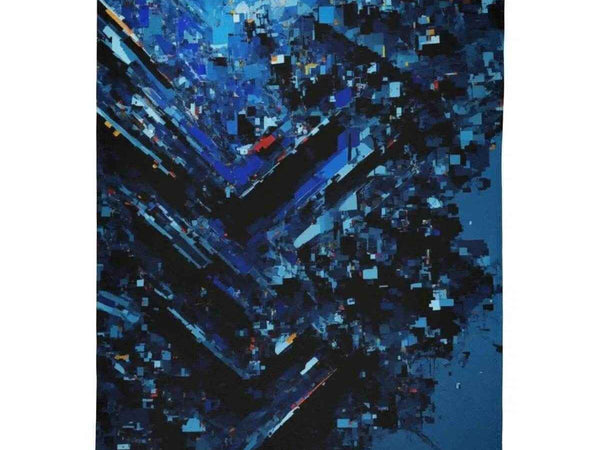 Digital Glitch Blanket | Blue Cyberpunk Gamer Throw