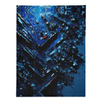 Gaming Throw Blanket - Blue Cyber Glitch Flat View | Our Phoenix Rise