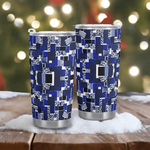 Personalized Blue Matrix Abstract Travel Tumbler - Full Wrap Art | Our Phoenix Rise