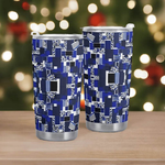 Personalized Blue Matrix Abstract Travel Tumbler - Rear View | Our Phoenix Rise