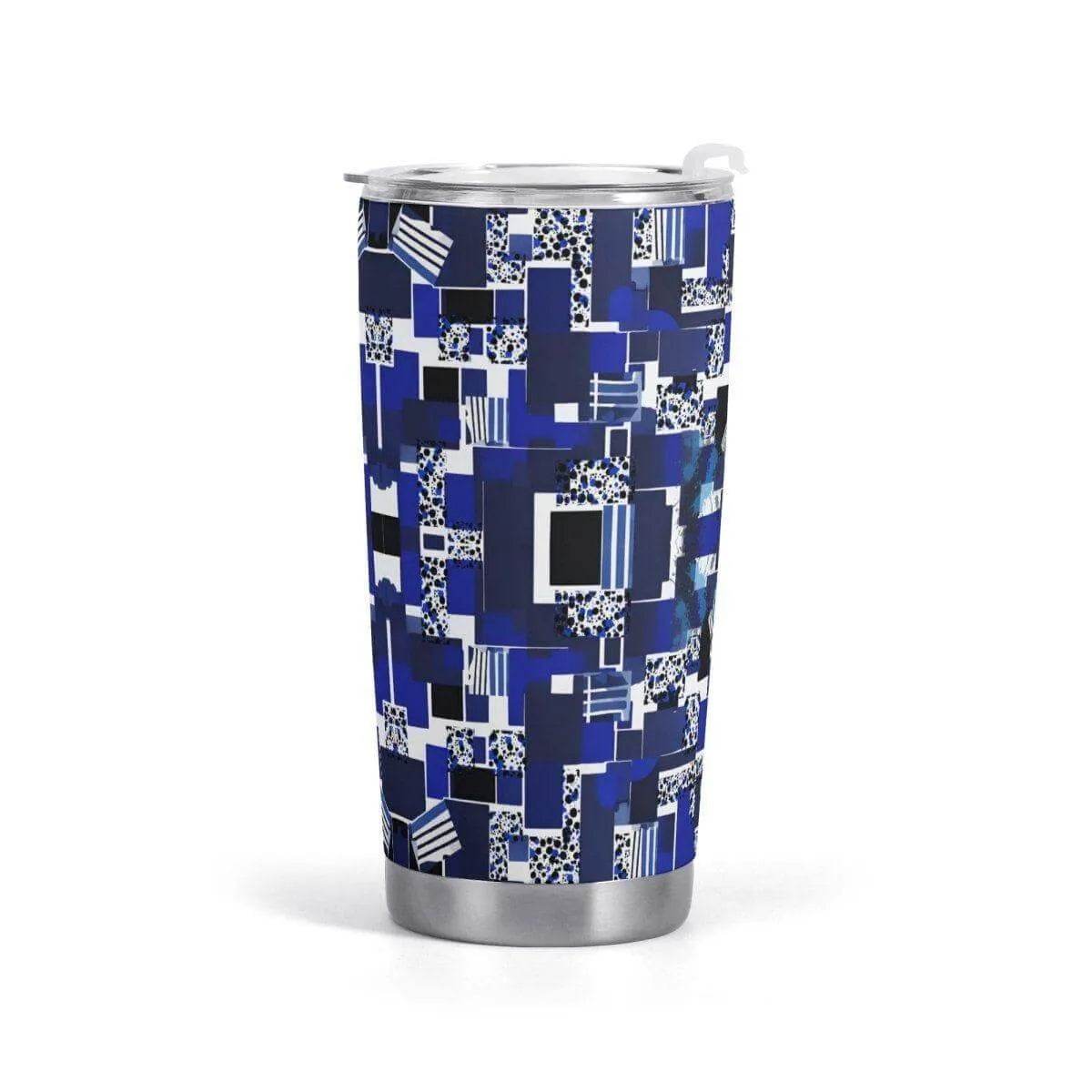 Personalized Blue Matrix Abstract Travel Tumbler