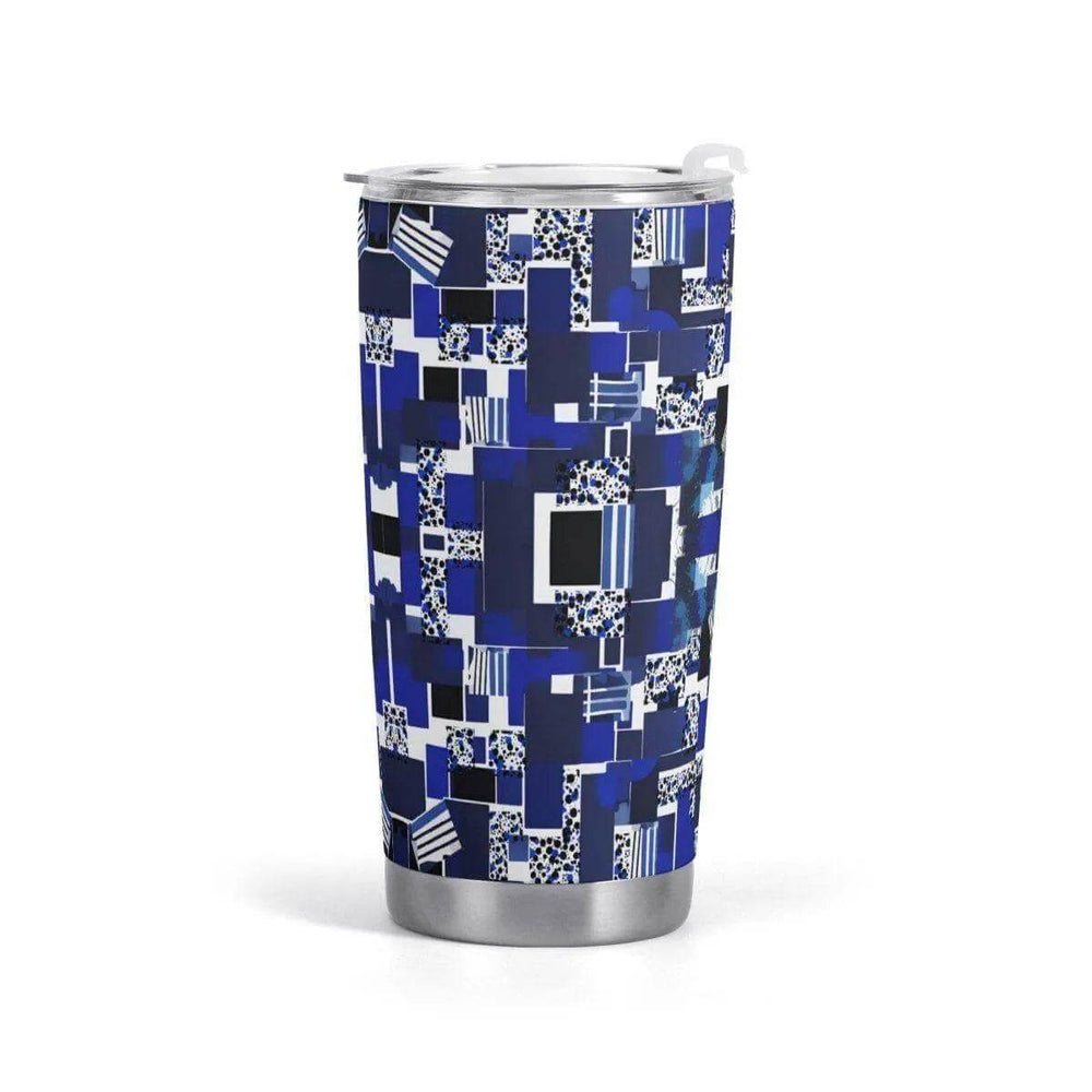Personalized Blue Matrix Abstract Travel Tumbler