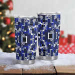 Personalized Blue Matrix Abstract Travel Tumbler - Side Profile | Our Phoenix Rise