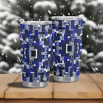 Personalized Blue Matrix Abstract Travel Tumbler - Design Detail | Our Phoenix Rise