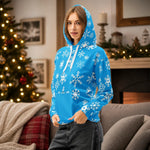 Blue Snowflake Winter Hoodie - Male model casual lifestyle pose | Our Phoenix Rise