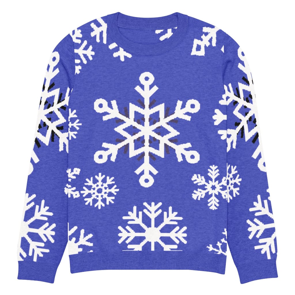 Blue Snowflake Crew Neck Sweater Unisex 3XS-3XL Blue XS-3XL