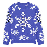 Blue Snowflake Crew Neck Sweater - Unisex Model Wearing | Our Phoenix Rise