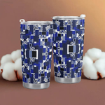 Blue Geometric 20oz Insulated Gamer Mug - Close Up Texture | Our Phoenix Rise