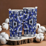 Blue Geometric 20oz Insulated Gamer Mug - Bottom View | Our Phoenix Rise