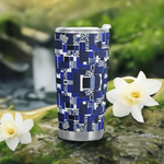 Blue Geometric 20oz Insulated Gamer Mug - Lifestyle Shot | Our Phoenix Rise