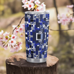 Blue Geometric 20oz Insulated Gamer Mug - Car Cup Holder Fit | Our Phoenix Rise