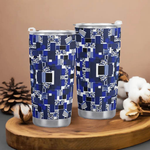 Blue Geometric 20oz Insulated Gamer Mug - Double Wall Insulation | Our Phoenix Rise