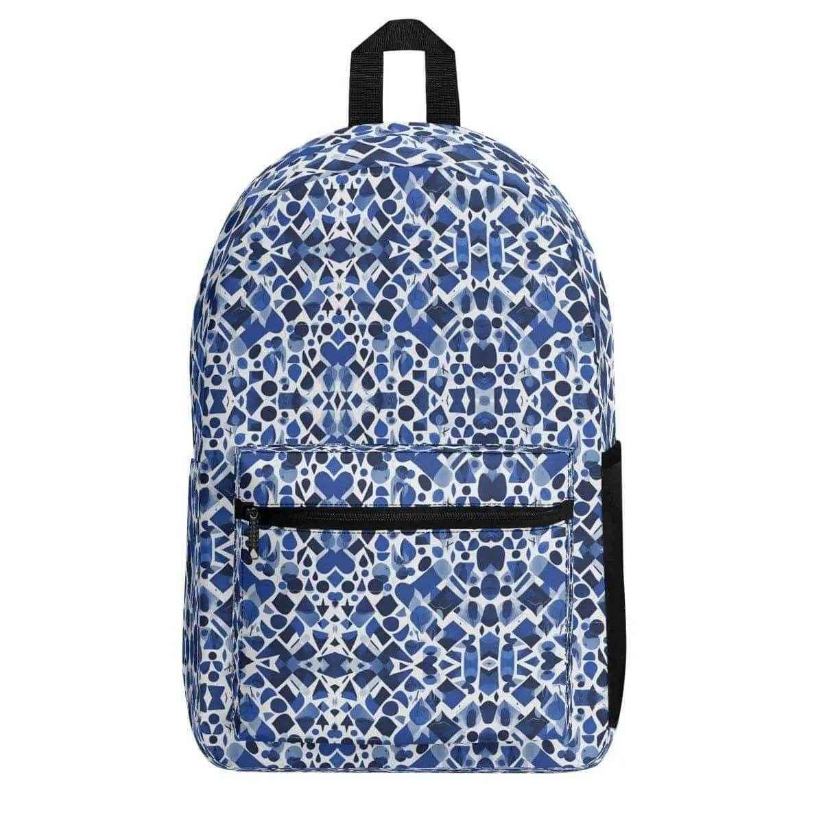 Blue Mosaic Pattern Backpack Black