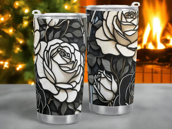 "Vintage Rose" Tumbler by Shadowseeker | Iron Phoenix GHG - Iron Phoenix GHG
