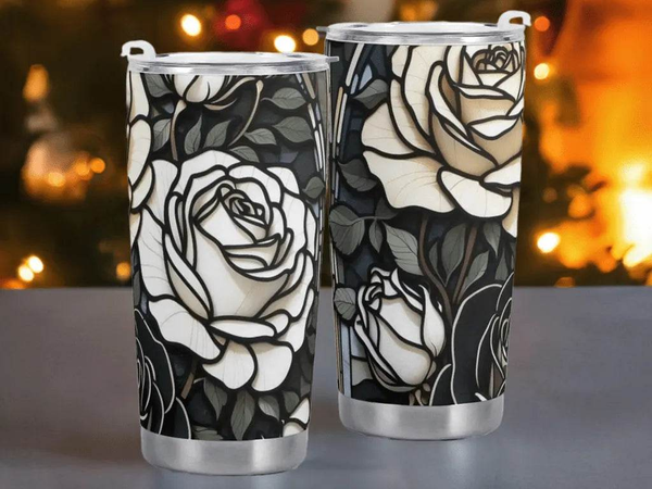 "Vintage Rose" Tumbler by Shadowseeker | Iron Phoenix GHG - Iron Phoenix GHG