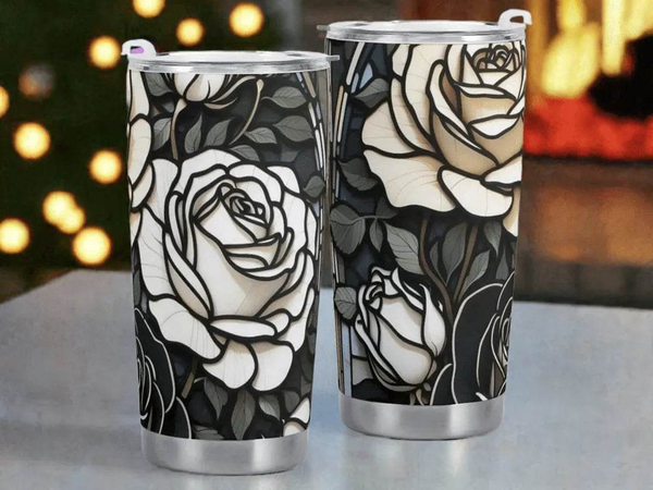 "Vintage Rose" Tumbler by Shadowseeker | Iron Phoenix GHG - Iron Phoenix GHG