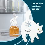 Cat Butt Shaped Food Sealing Clip - White cat silhouette sealing a bread bag in a refrigerator | Our Phoenix Rise