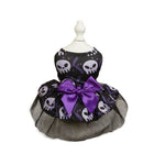 Halloween Tutu Dog Dress - Purple Skull Design on Mannequin Front | Our Phoenix Rise