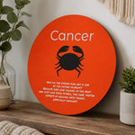 Cancer Zodiac Funny Wood Sign - Wall hanging mockup on orange background wall | Our Phoenix Rise