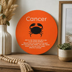 Cancer Zodiac Funny Wood Sign - Close up angle of round birch wood plaque | Our Phoenix Rise