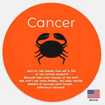 Cancer Zodiac Wood Sign - Front view with funny astrology joke on orange background | Our Phoenix Rise