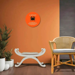 Cancer Zodiac Wood Sign - Angle view showcasing round shape and vibrant orange color | Our Phoenix Rise