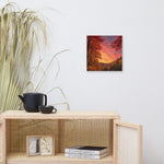 Autumn forest river sunset canvas art, small 12x12 inch print on white wall decor | Our Phoenix Rise