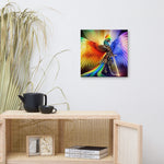 Rainbow Phoenix Knight Canvas Print - 16x16 square size in room | Our Phoenix Rise