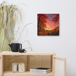 Autumn forest river sunset canvas art, 16x16 inch print on white wall decor | Our Phoenix Rise