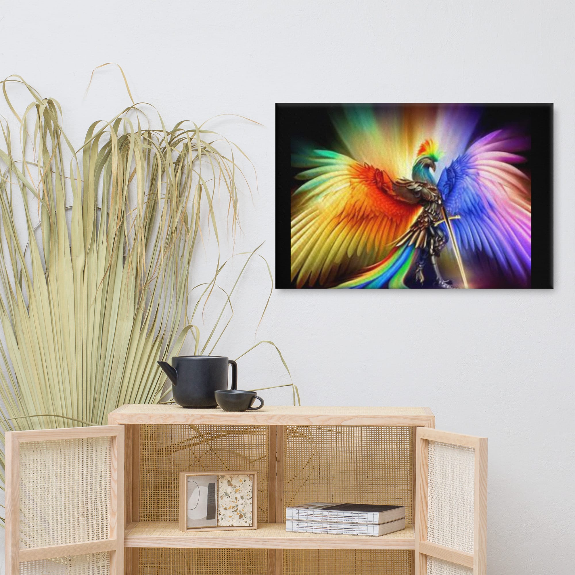 Rainbow Phoenix Knight Canvas Print
