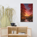 Autumn forest river sunset canvas art, large 24x36 inch print on white wall decor | Our Phoenix Rise