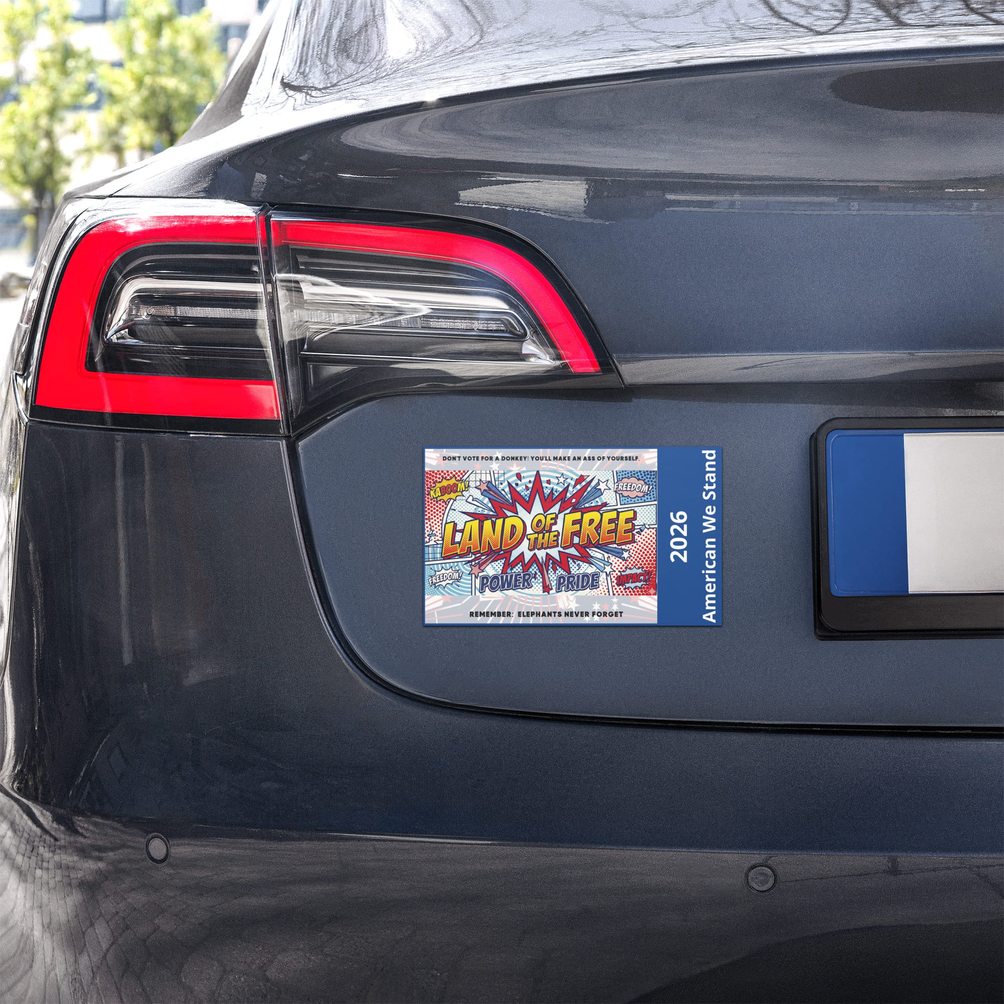 American Flag Elephant Car Magnet