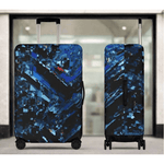 Blue Geometric Luggage Cover - Top view with wheel cutouts | Our Phoenix Rise