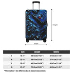 Blue Geometric Luggage Cover - Side view showing handle opening | Our Phoenix Rise