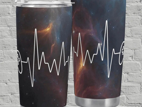 "Gamer Heartbeat" Travel Mug (20oz)| Iron Phoenix GHG - Iron Phoenix GHG