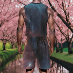Galaxy Print Basketball Jersey Set - Back View with Orange Tulips | Our Phoenix Rise