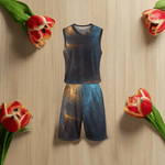 Galaxy Print Basketball Jersey Set - Front Angled View | Our Phoenix Rise