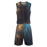 Galaxy Print Basketball Jersey Set - Front View with Yellow Tulips | Our Phoenix Rise
