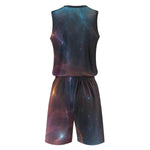Galaxy Print Basketball Jersey Set - Side View with Yellow Tulips | Our Phoenix Rise